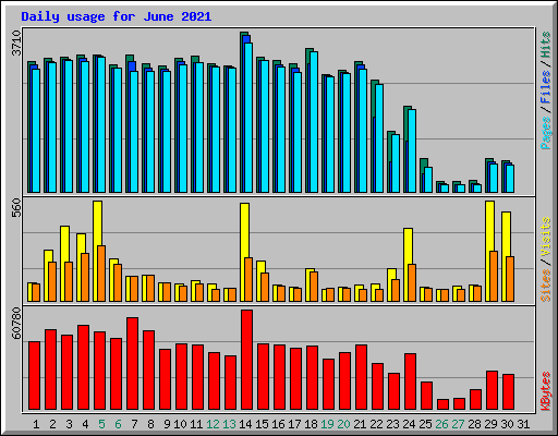 Daily usage for June 2021