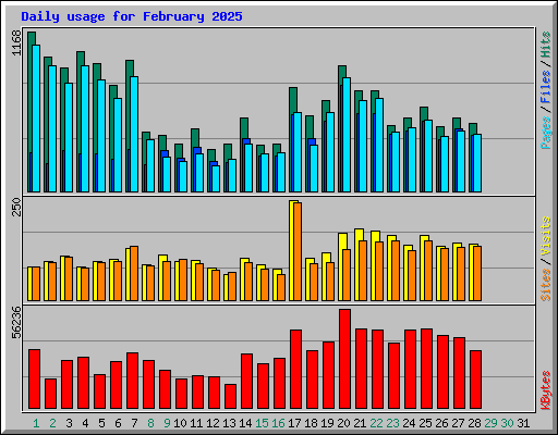 Daily usage for February 2025