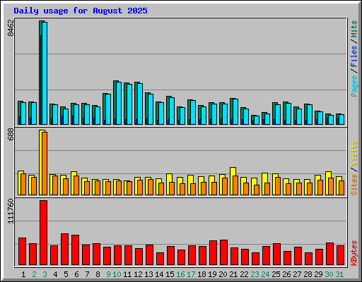 Daily usage for August 2025